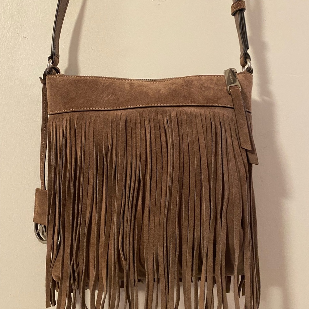 Michael Kors Brown Suede Fringe Crossbody Bag